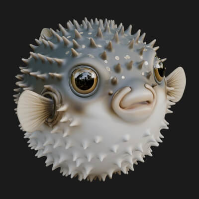 Pufferfish Statue Design 3 3D Print Model
