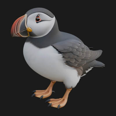 Puffin Bird Statue Design 1 3D Print Model