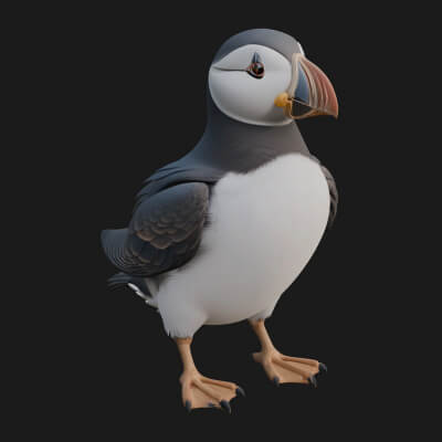Puffin Bird Statue Design 3 3D Print Model