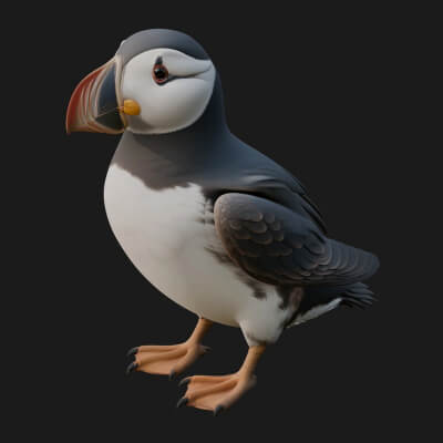 Puffin Bird Statue Design 4 3D Print Model