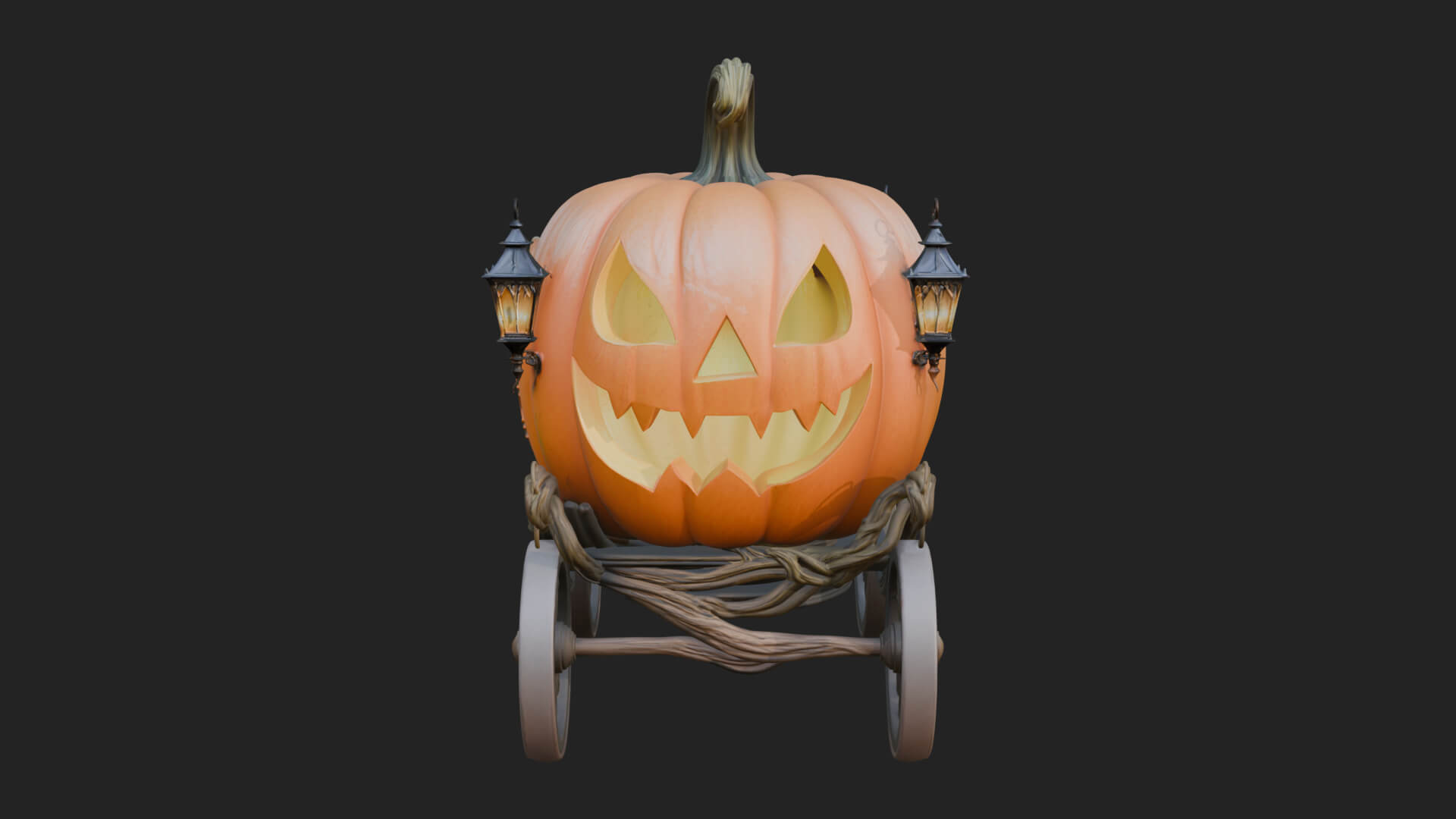 Pumpkin Halloween Carriage Model Design 1 3D Print Model 3D Model