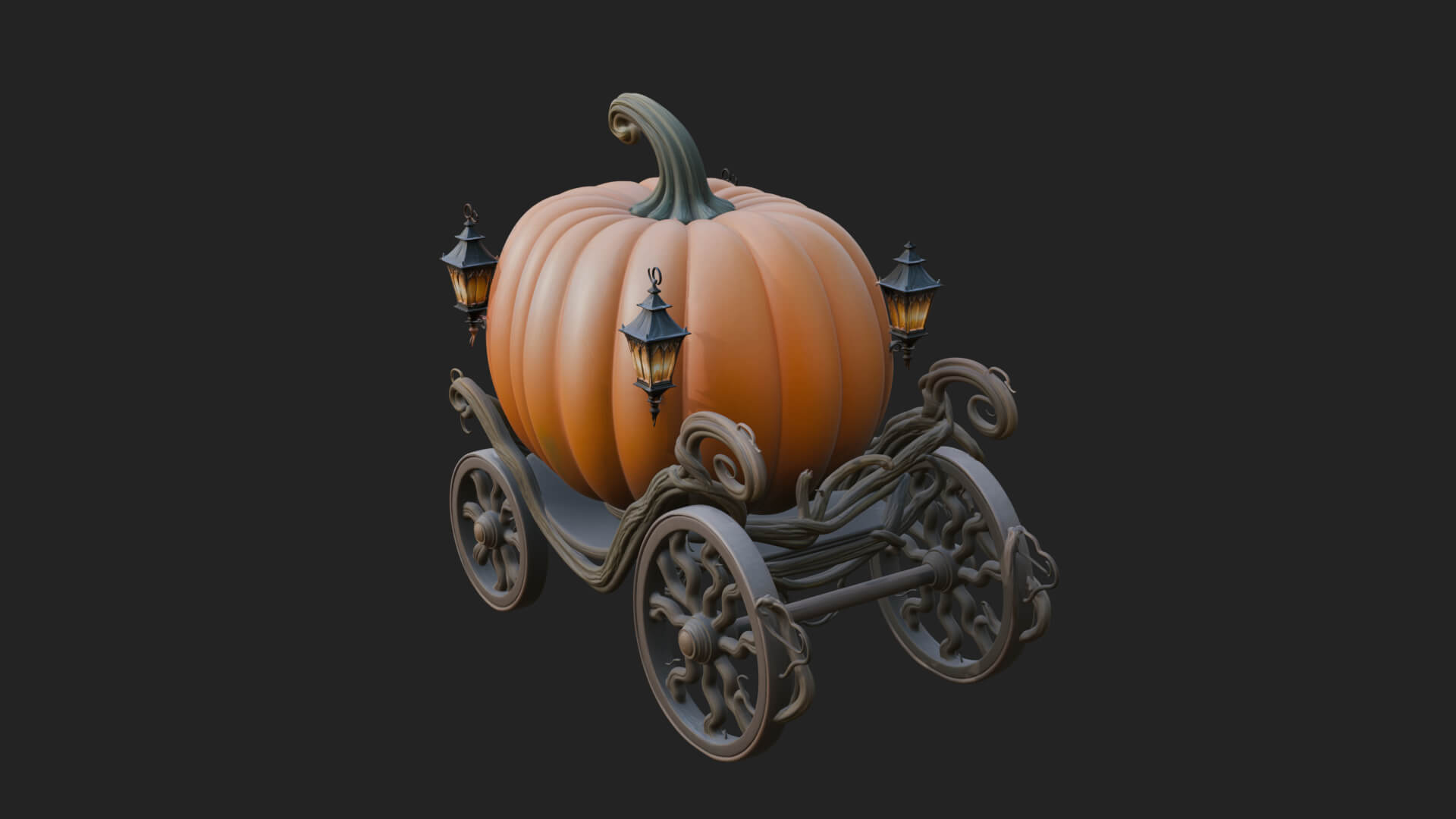 Pumpkin Halloween Carriage Model Design 1 3D Print Model 3D Model