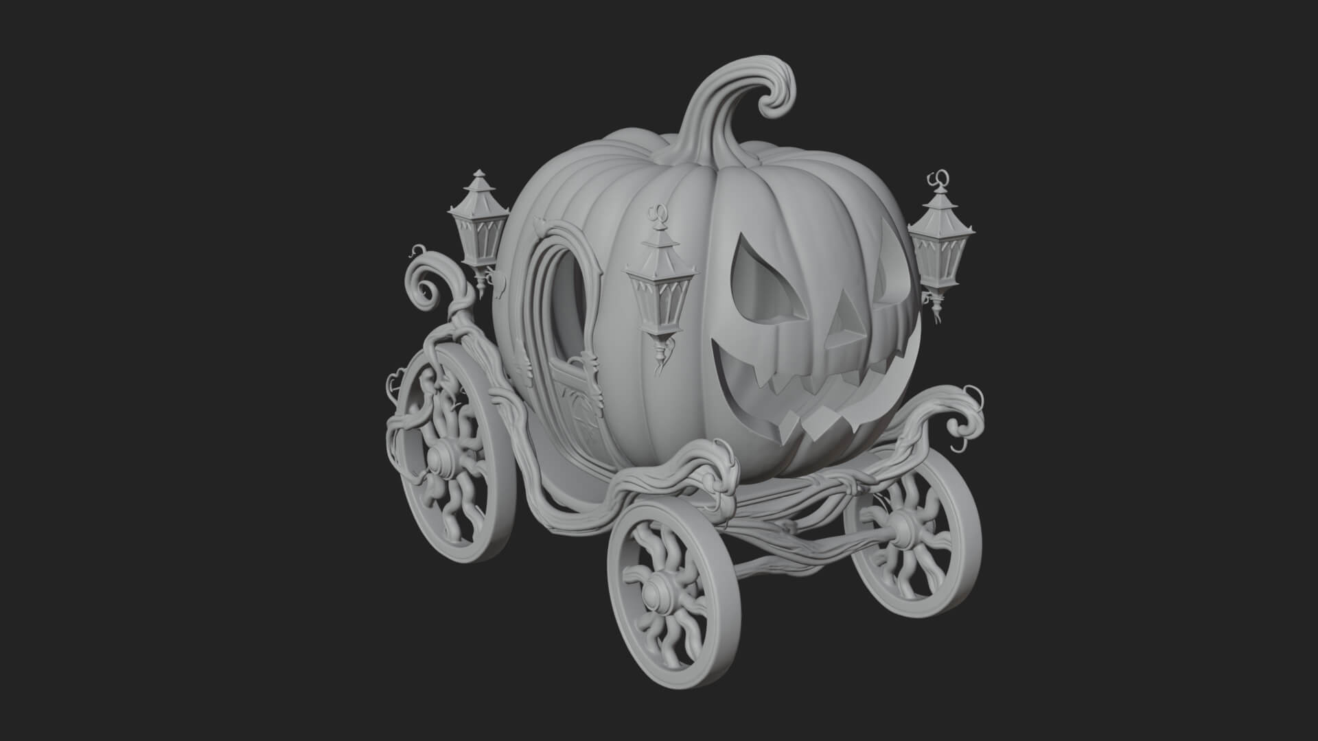 Pumpkin Halloween Carriage Model Design 1 3D Print Model 3D Model