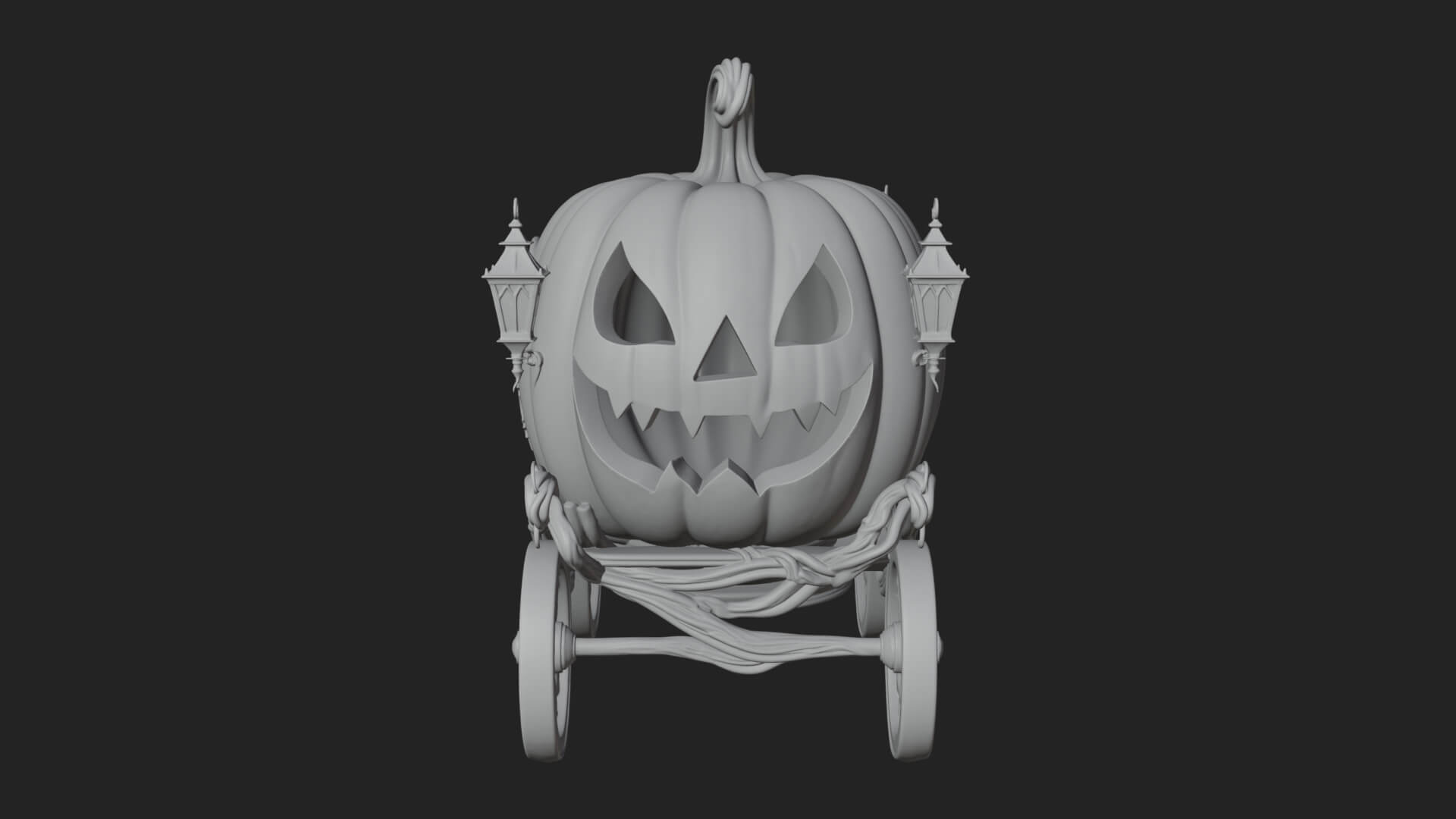 Pumpkin Halloween Carriage Model Design 1 3D Print Model 3D Model