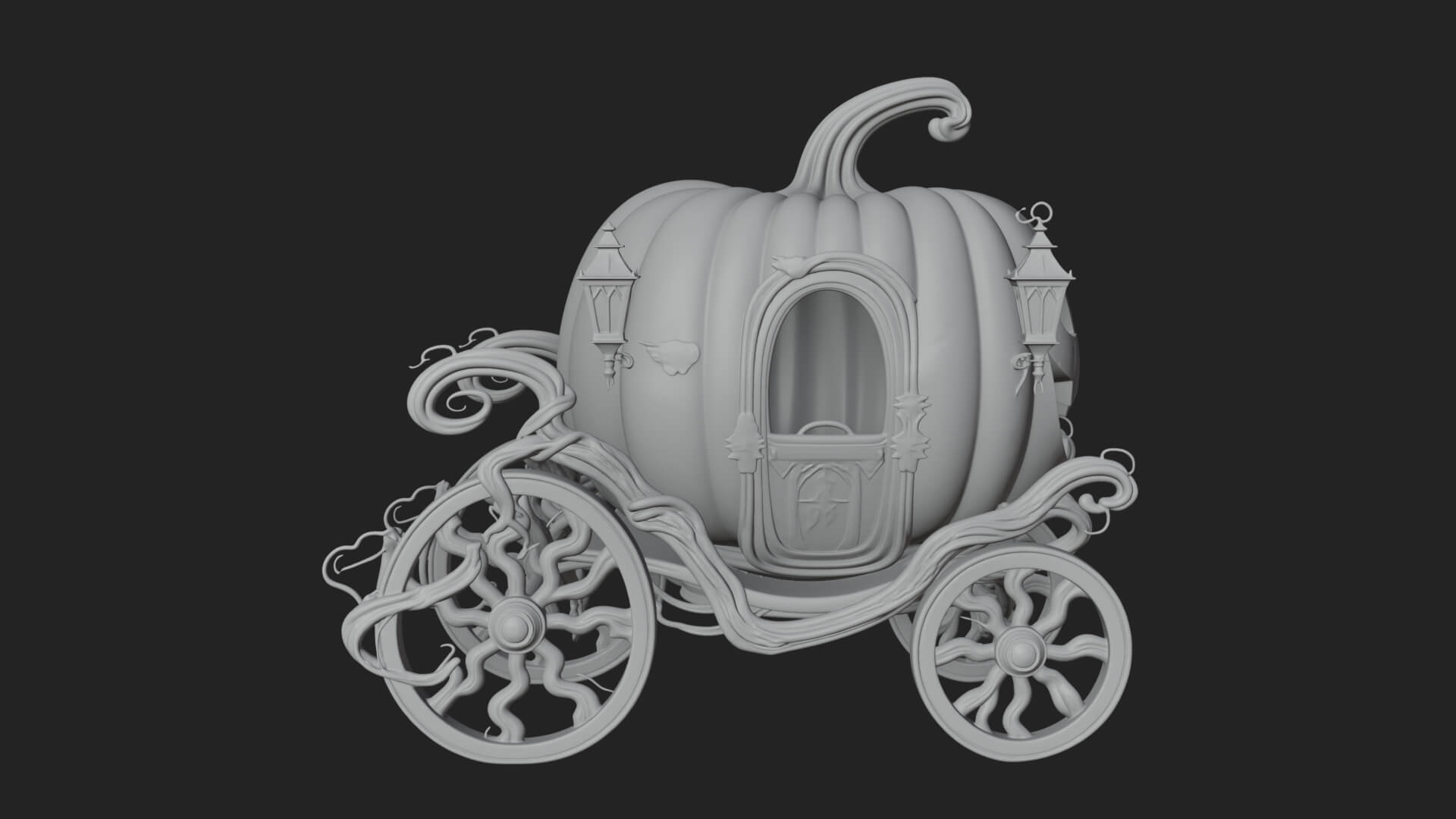 Pumpkin Halloween Carriage Model Design 1 3D Print Model 3D Model