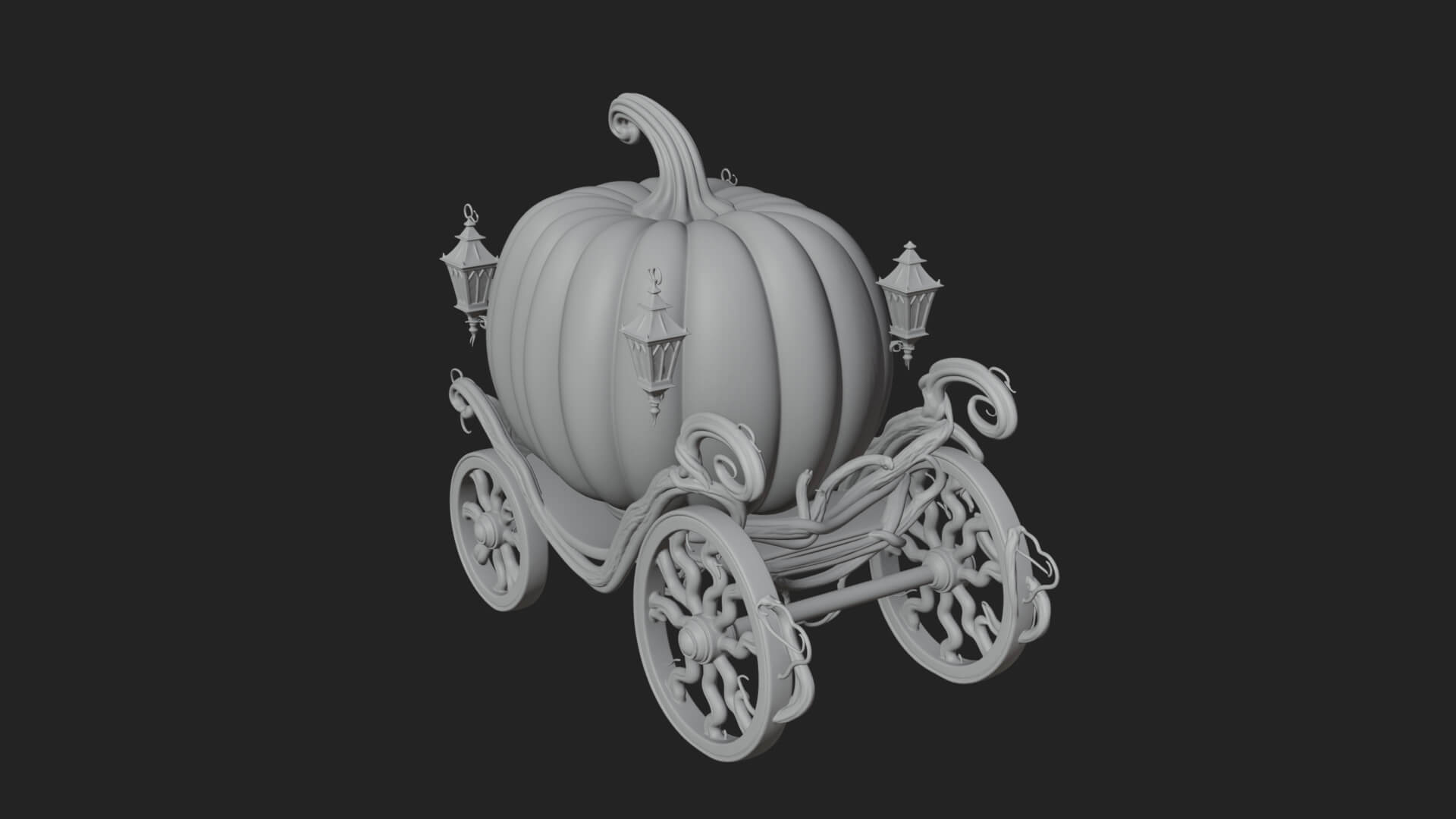 Pumpkin Halloween Carriage Model Design 1 3D Print Model 3D Model