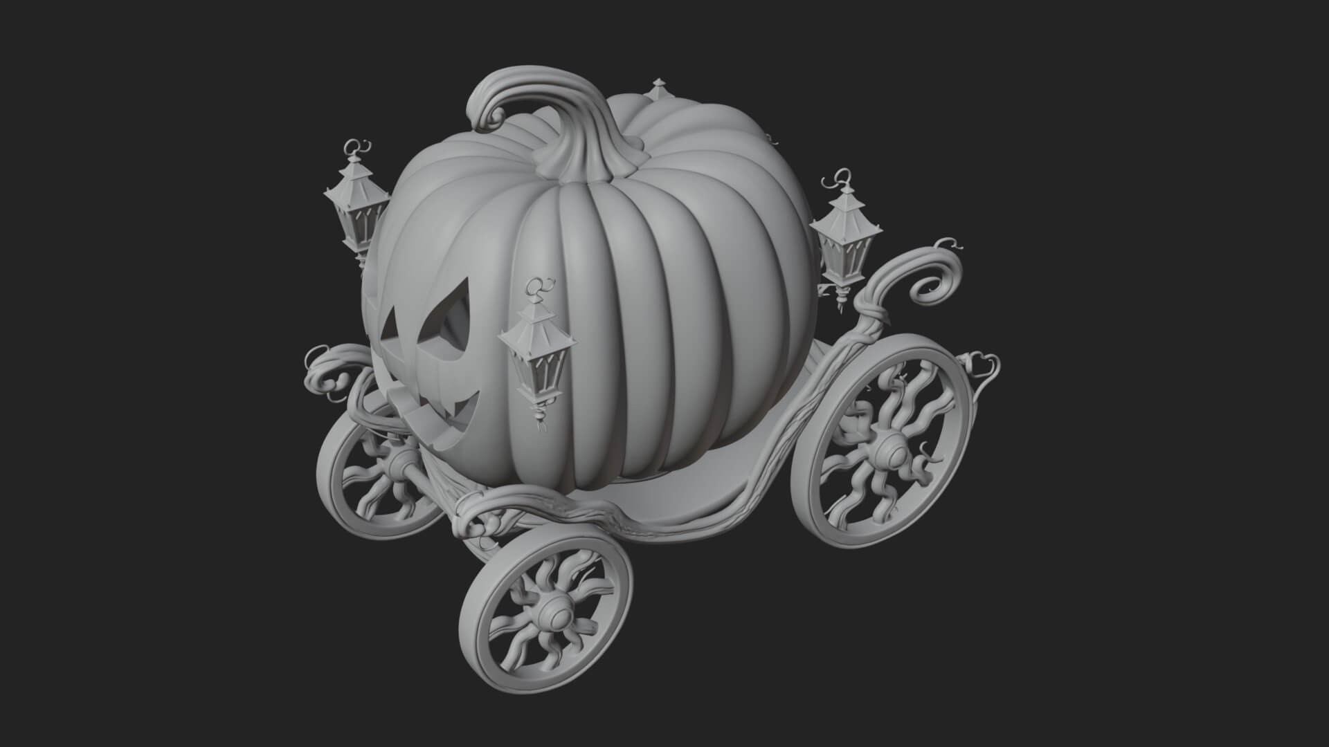 Pumpkin Halloween Carriage Model Design 1 3D Print Model 3D Model