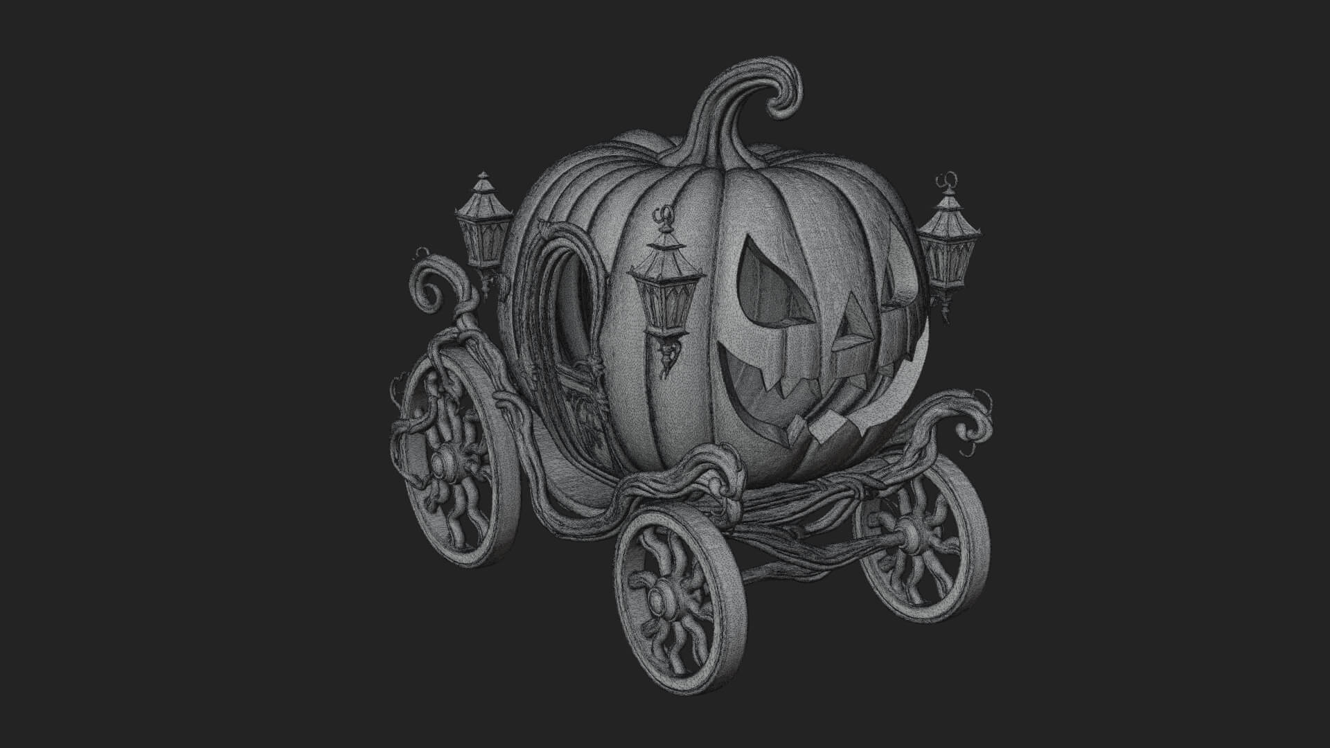Pumpkin Halloween Carriage Model Design 1 3D Print Model 3D Model
