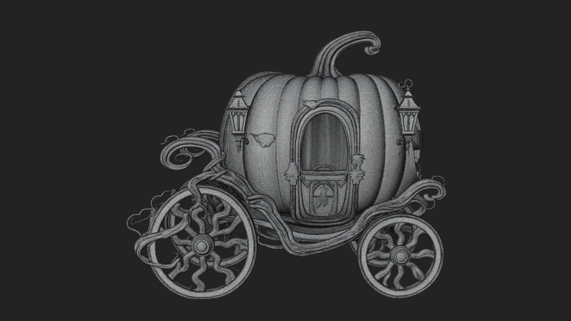 Pumpkin Halloween Carriage Model Design 1 3D Print Model 3D Model
