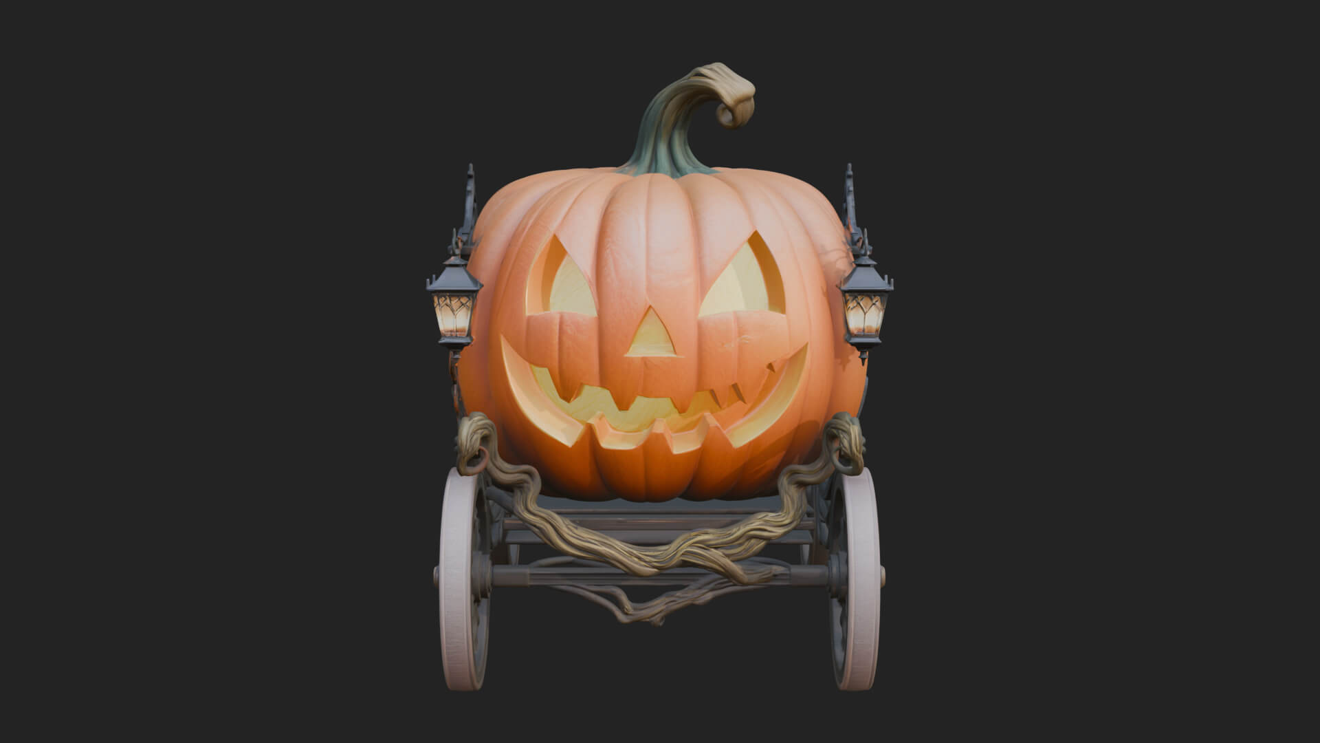 Pumpkin Halloween Carriage Model Design 2 3D Print Model 3D Model