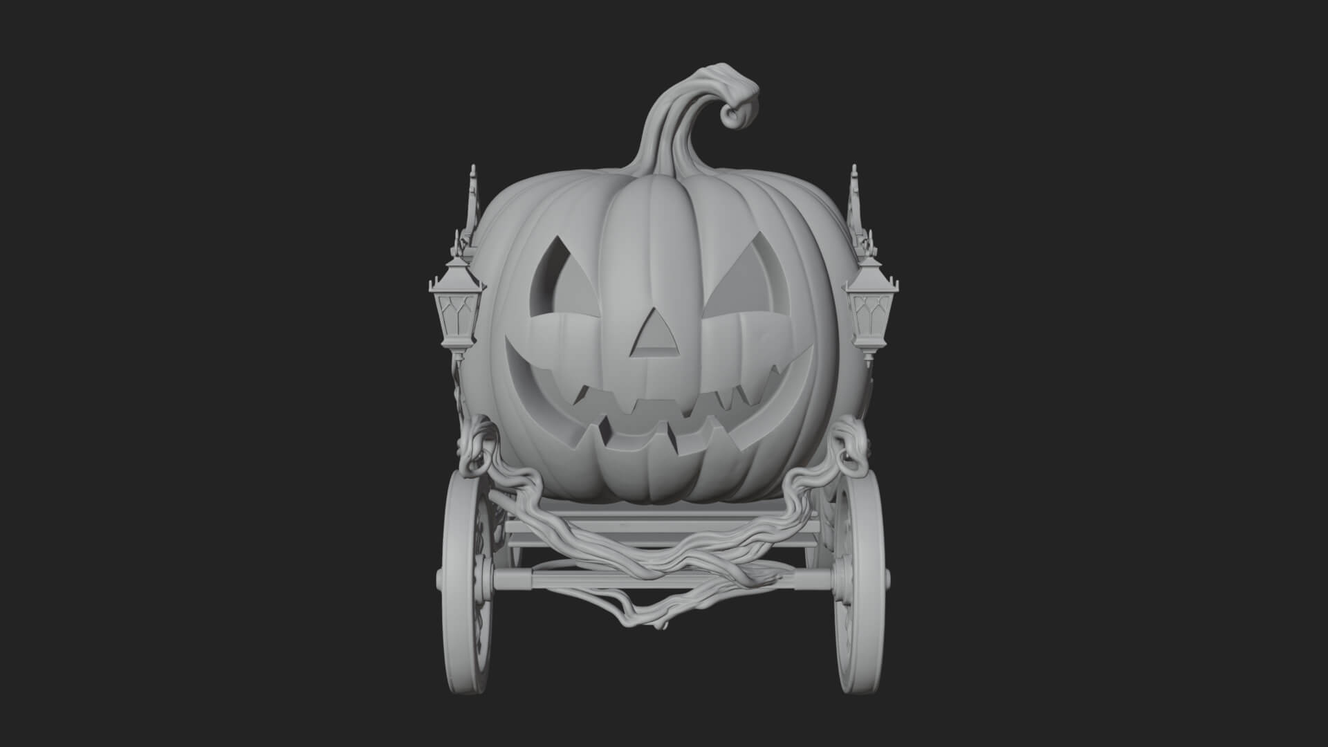 Pumpkin Halloween Carriage Model Design 2 3D Print Model 3D Model