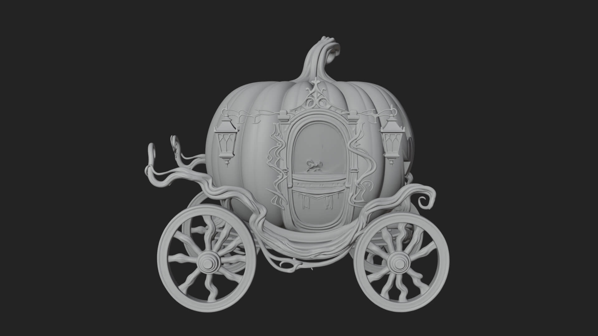 Pumpkin Halloween Carriage Model Design 2 3D Print Model 3D Model