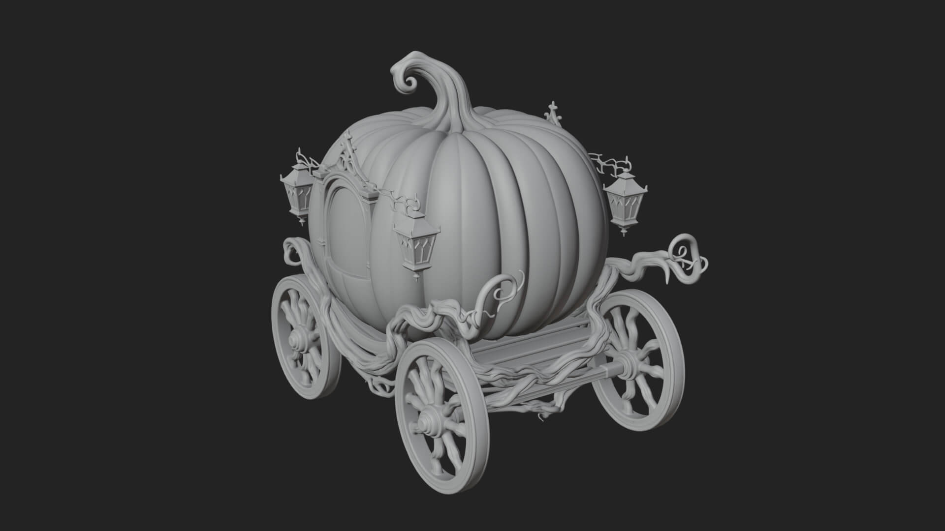 Pumpkin Halloween Carriage Model Design 2 3D Print Model 3D Model