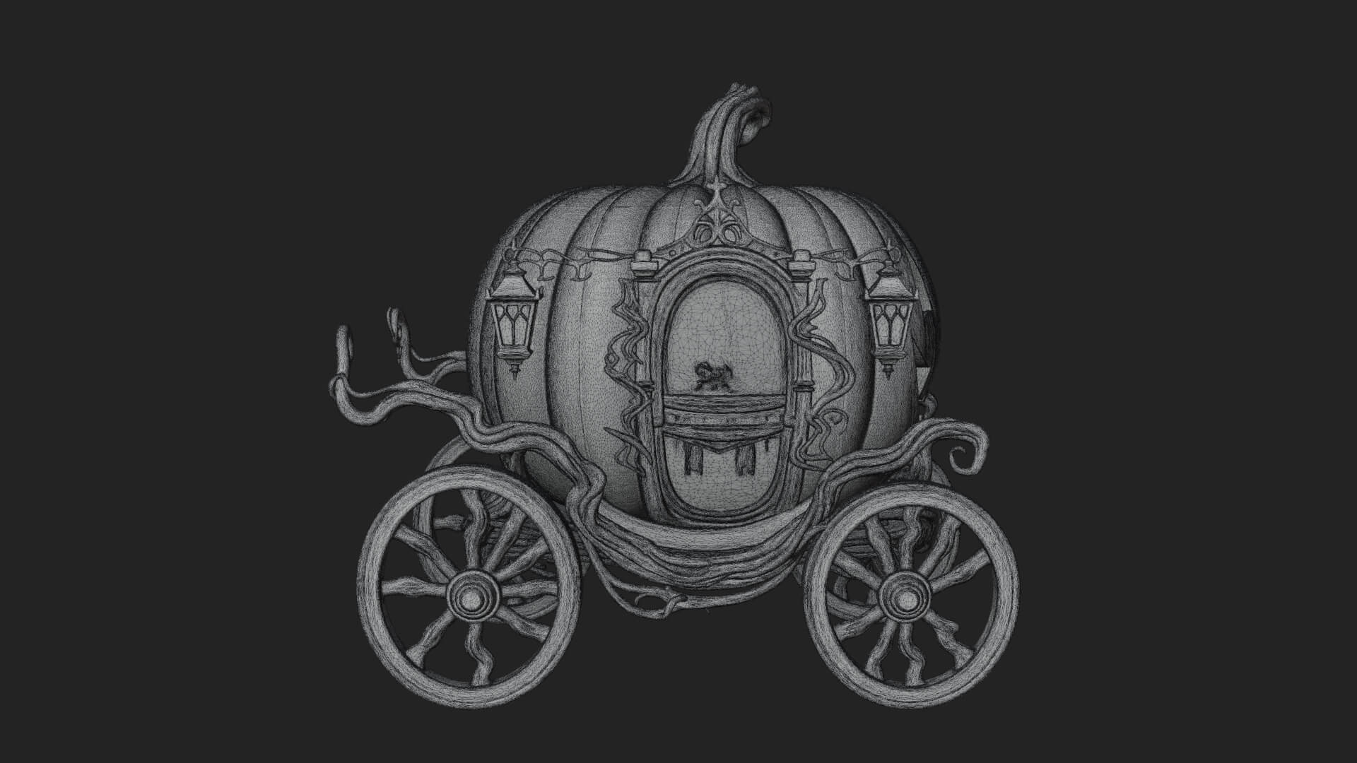 Pumpkin Halloween Carriage Model Design 2 3D Print Model 3D Model