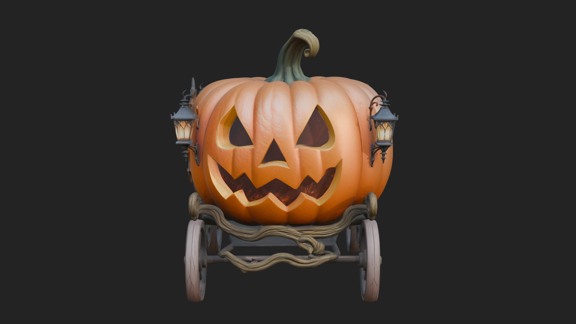 Pumpkin Halloween Carriage Model Design 3 3d Print Model 3D Model