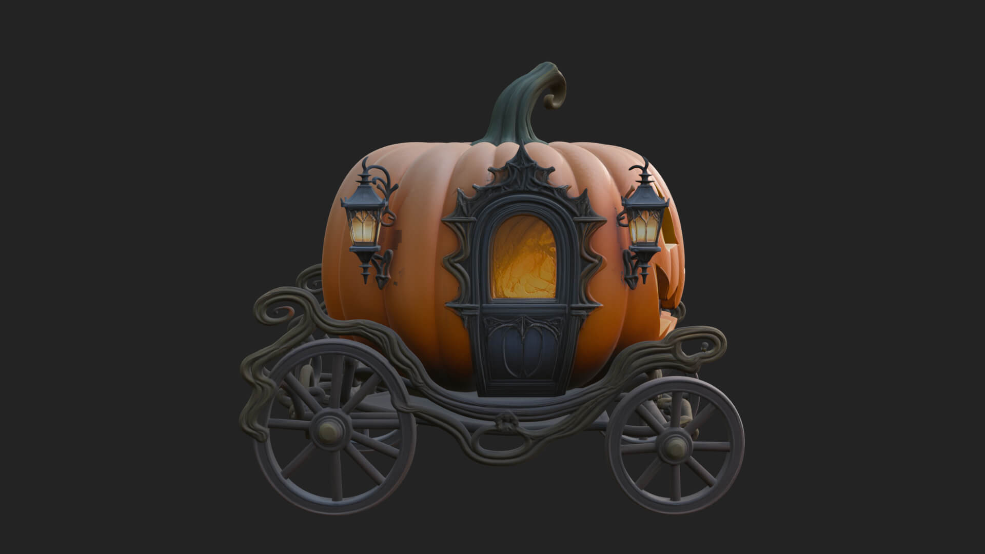 Pumpkin Halloween Carriage Model Design 3 3d Print Model 3D Model