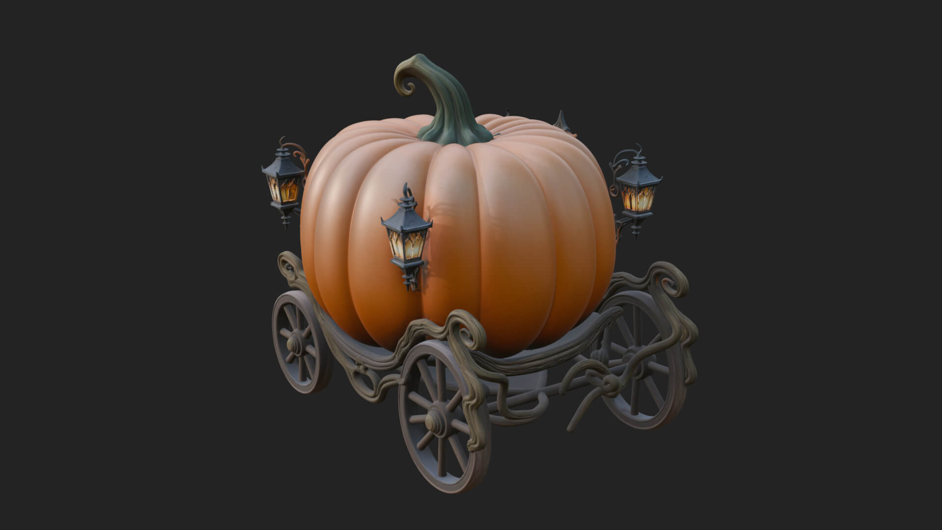 Pumpkin Halloween Carriage Model Design 3 3d Print Model 3D Model