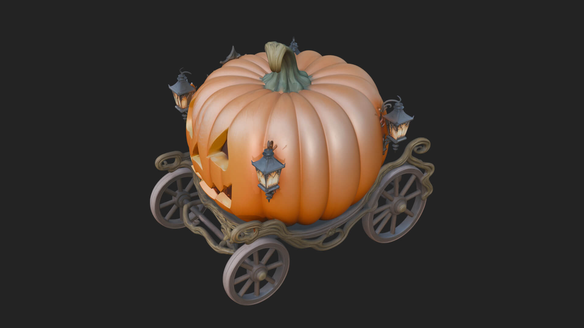 Pumpkin Halloween Carriage Model Design 3 3d Print Model 3D Model