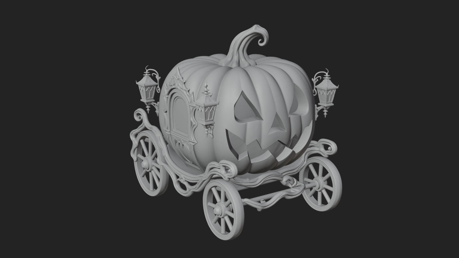 Pumpkin Halloween Carriage Model Design 3 3d Print Model 3D Model
