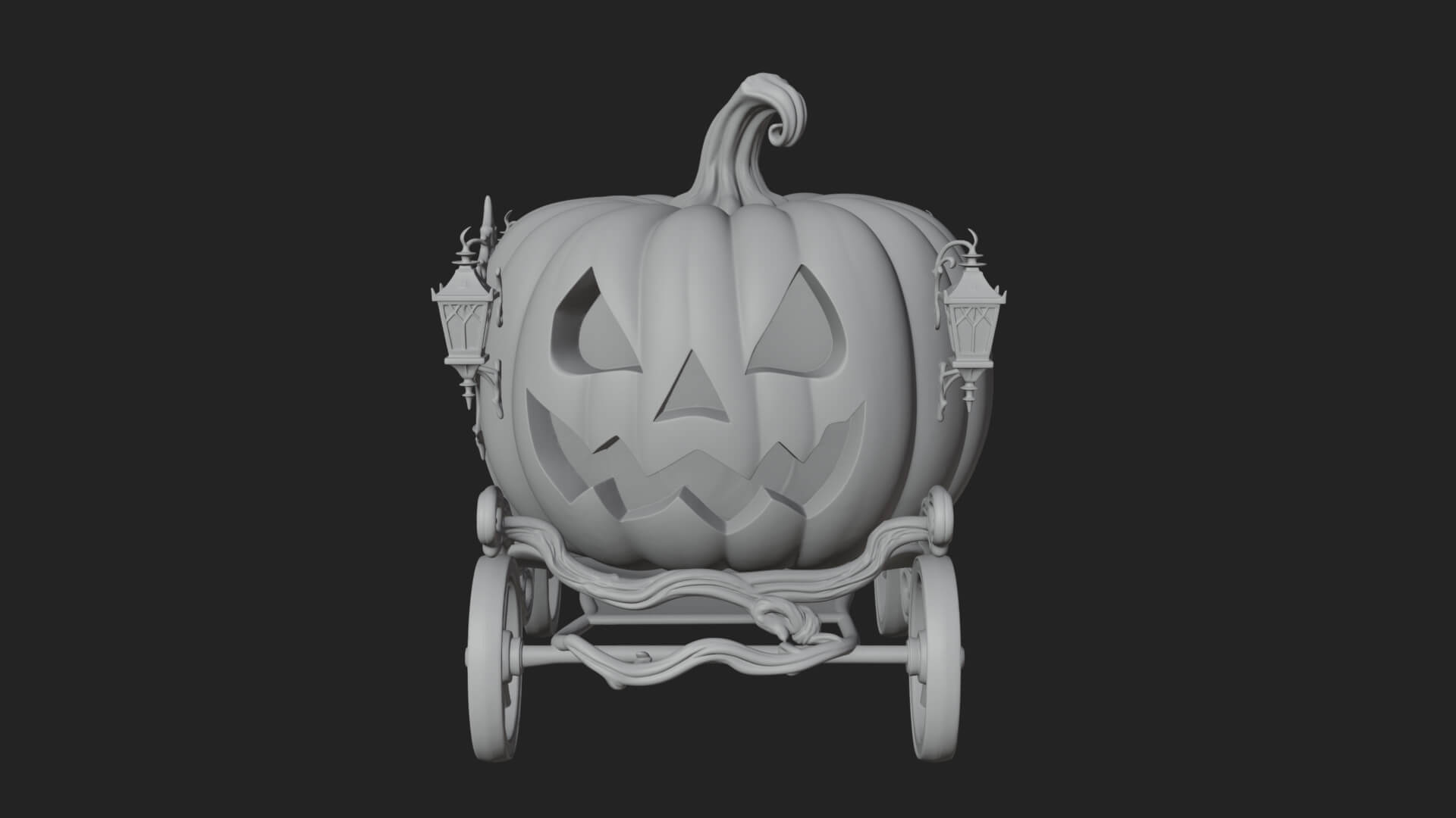 Pumpkin Halloween Carriage Model Design 3 3d Print Model 3D Model