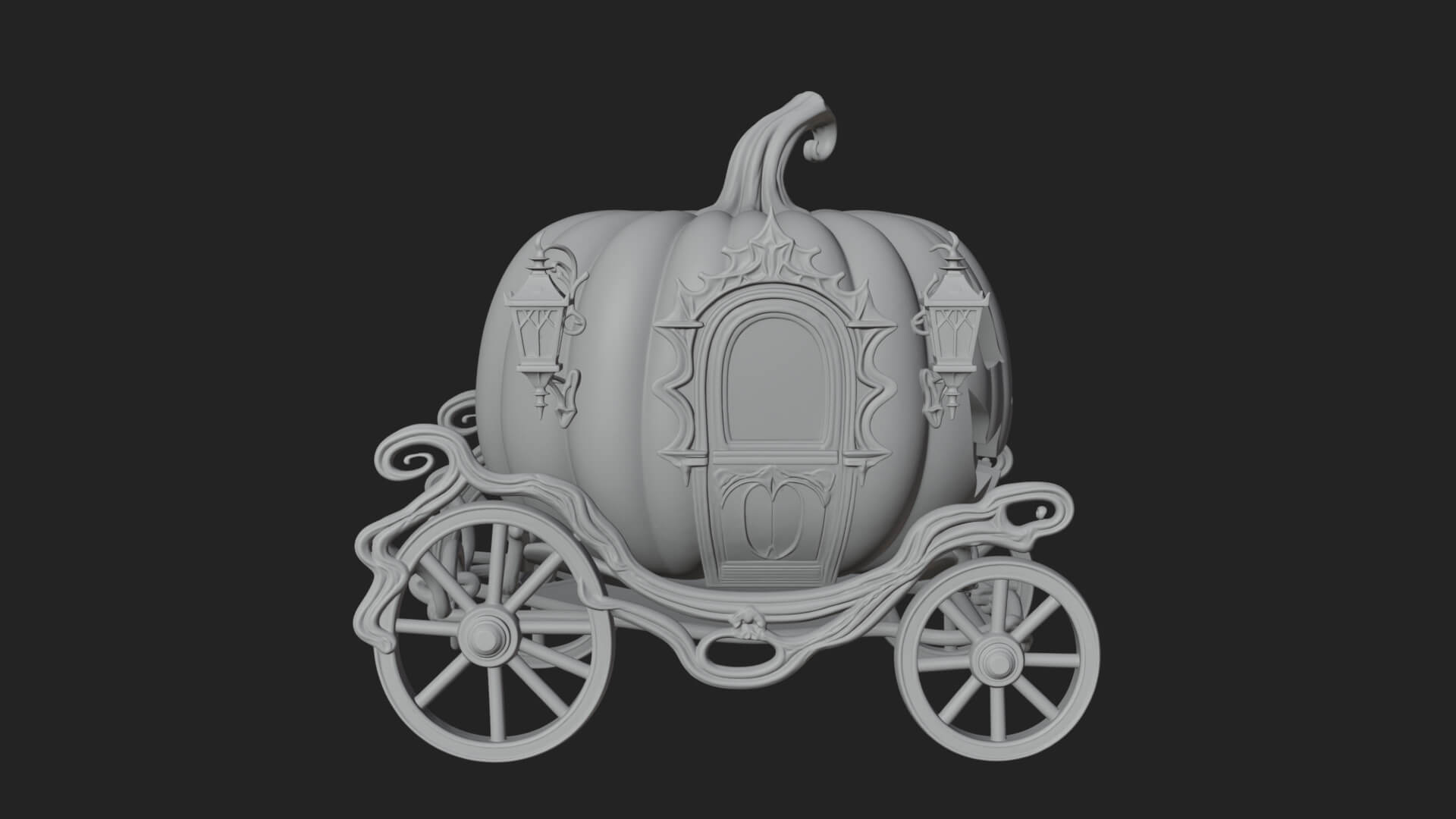 Pumpkin Halloween Carriage Model Design 3 3d Print Model 3D Model