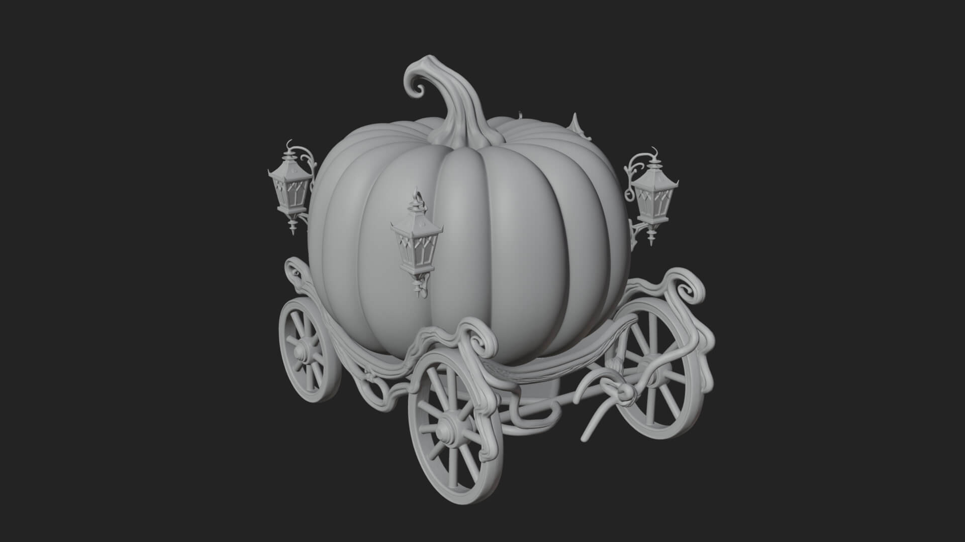 Pumpkin Halloween Carriage Model Design 3 3d Print Model 3D Model