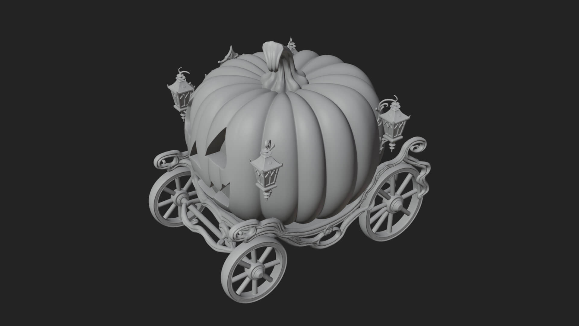 Pumpkin Halloween Carriage Model Design 3 3d Print Model 3D Model