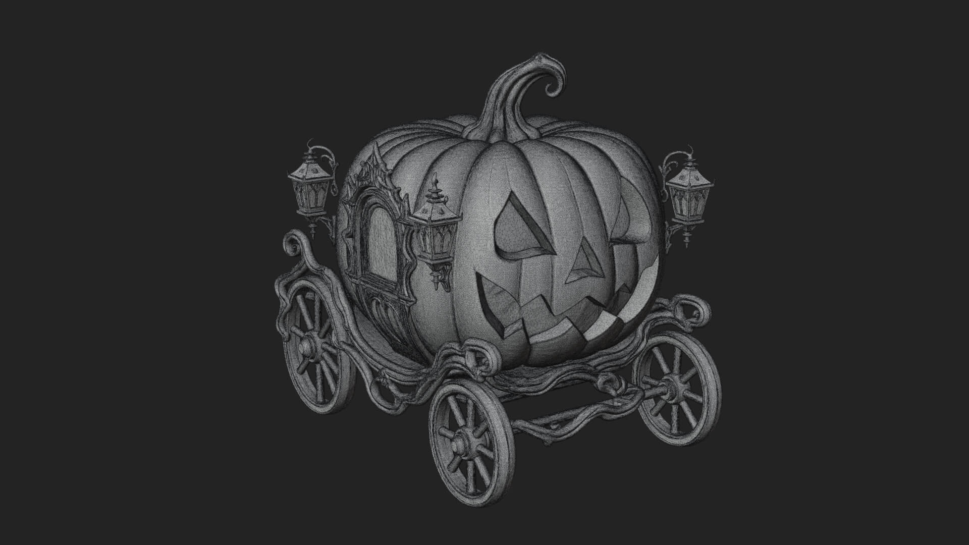 Pumpkin Halloween Carriage Model Design 3 3d Print Model 3D Model