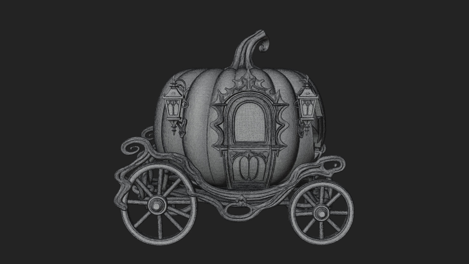 Pumpkin Halloween Carriage Model Design 3 3d Print Model 3D Model