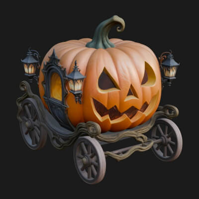 Pumpkin Halloween Carriage Model Design 3 3d Print Model