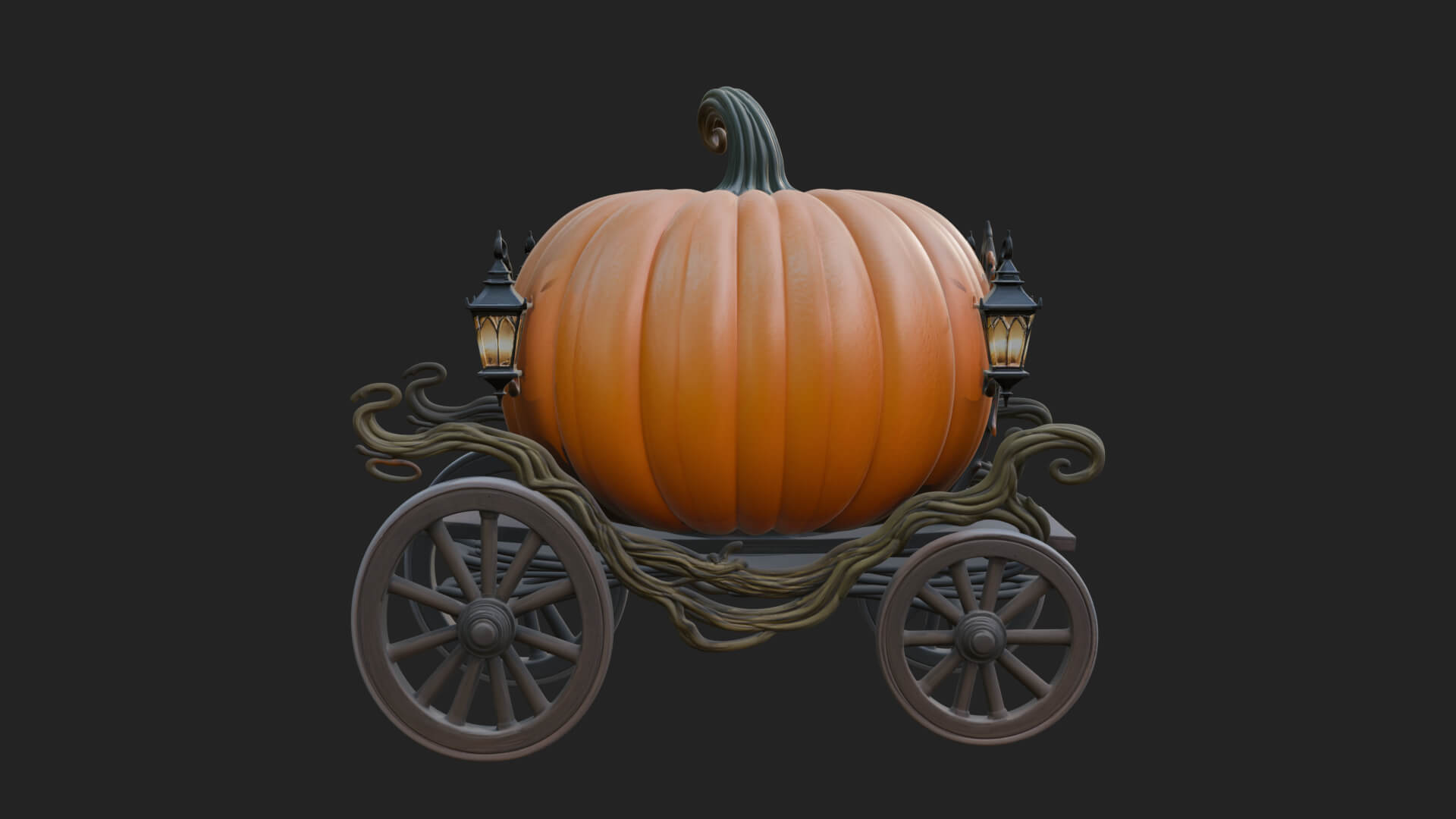 Pumpkin Halloween Carriage Model Design 4 3D Print Model 3D Model