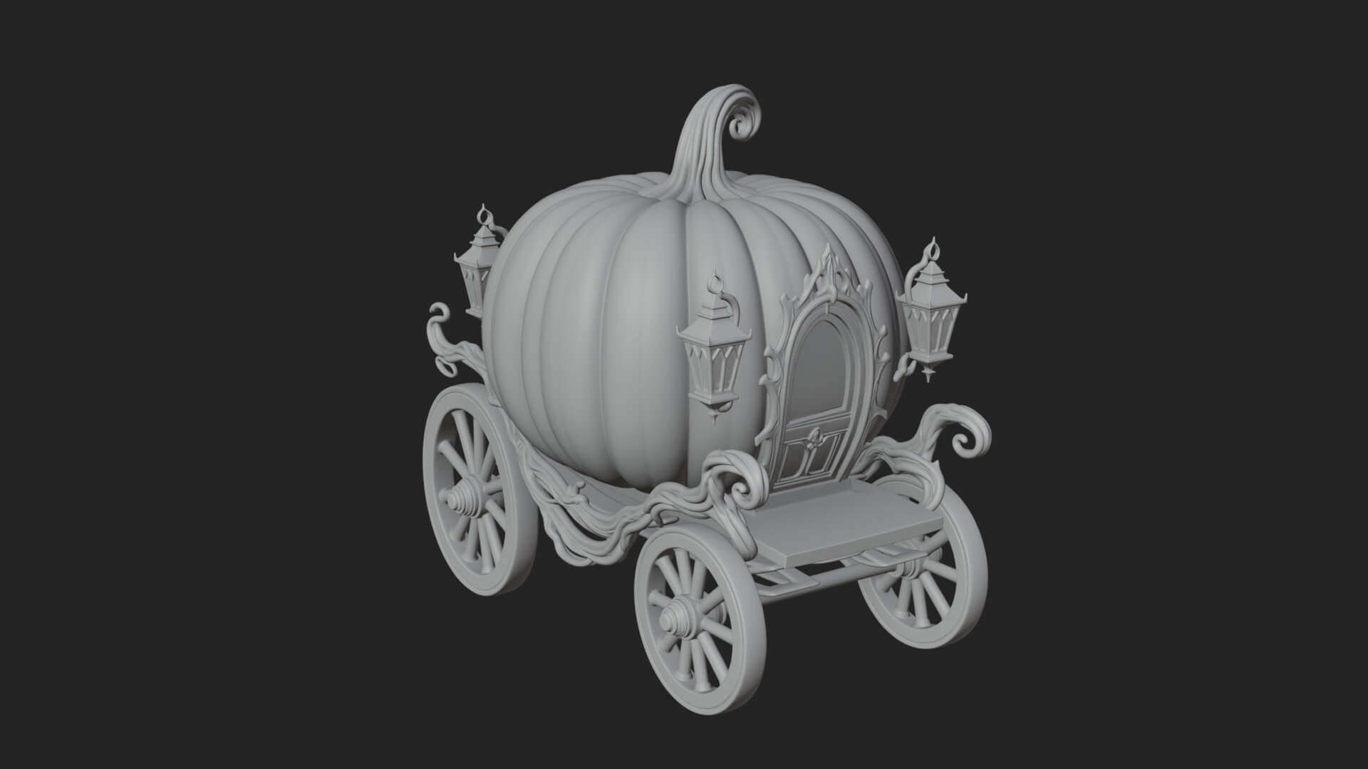 Pumpkin Halloween Carriage Model Design 4 3D Print Model 3D Model