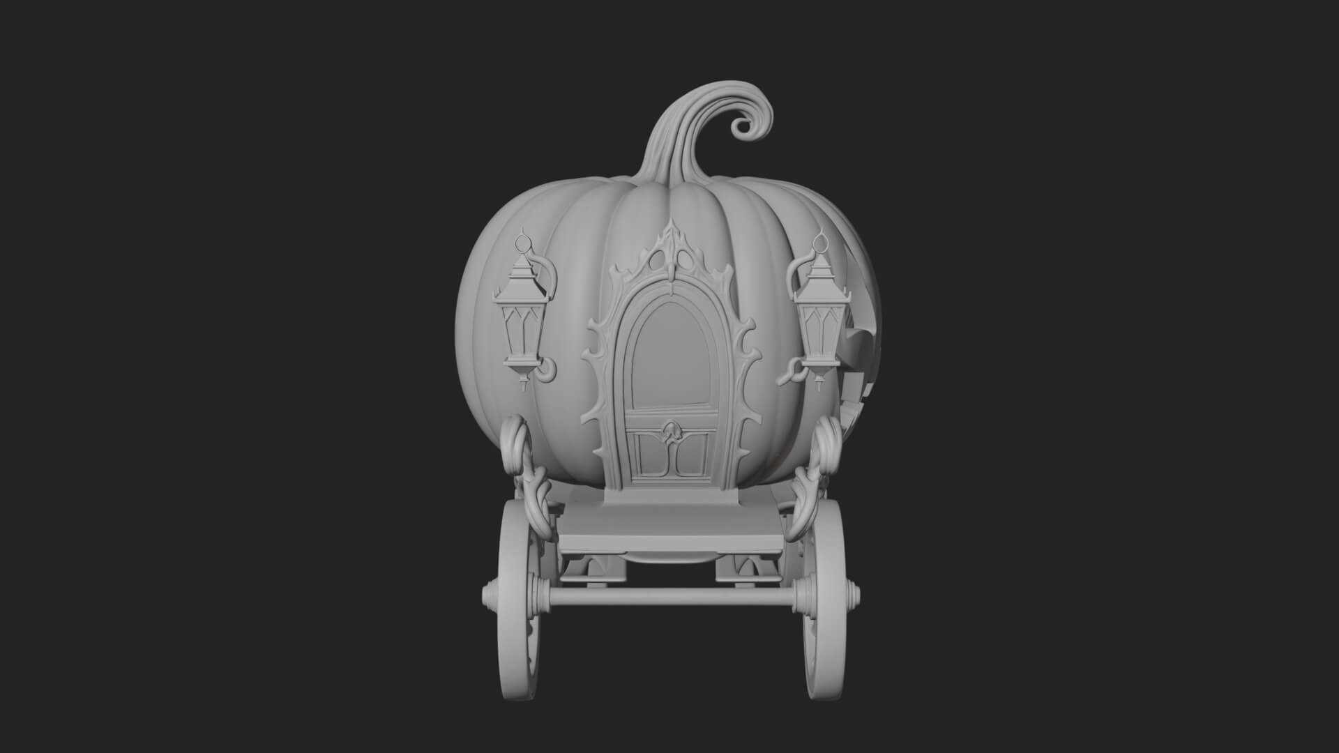 Pumpkin Halloween Carriage Model Design 4 3D Print Model 3D Model