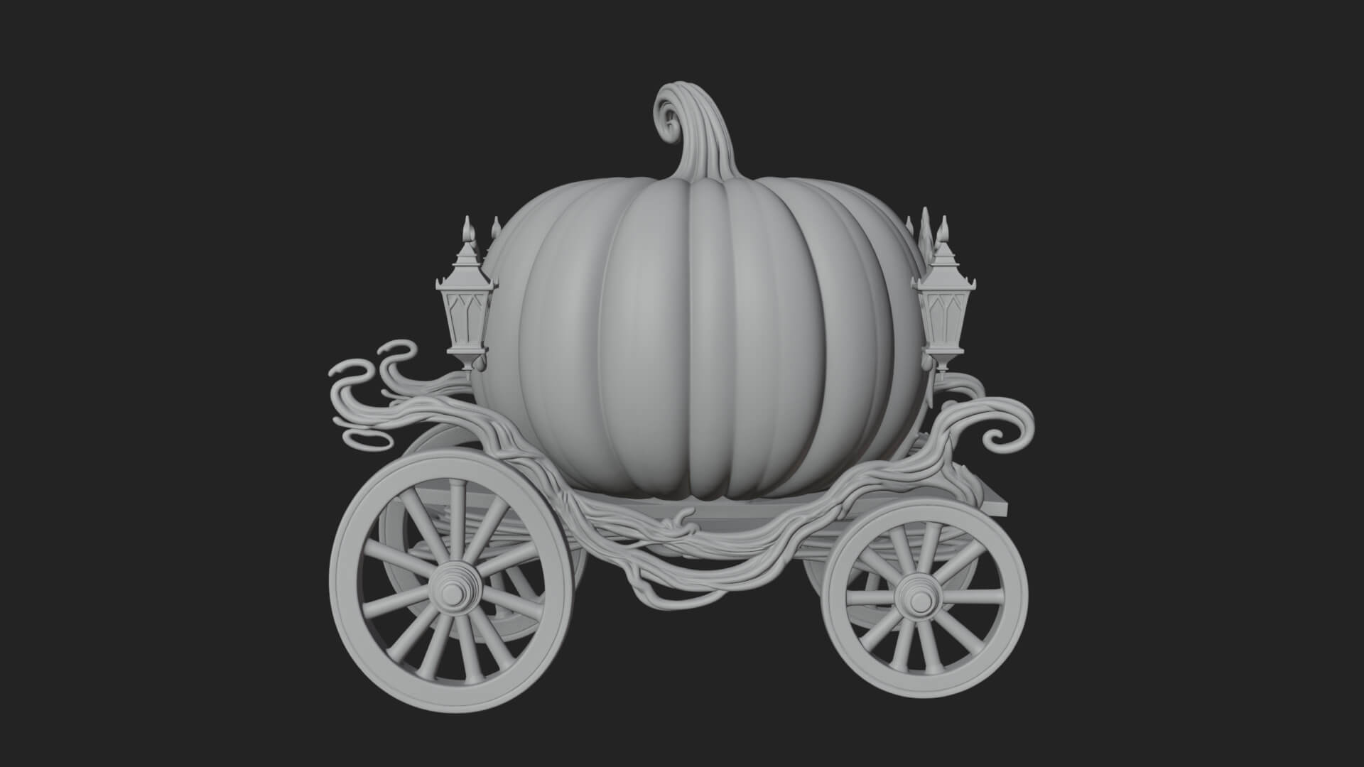 Pumpkin Halloween Carriage Model Design 4 3D Print Model 3D Model