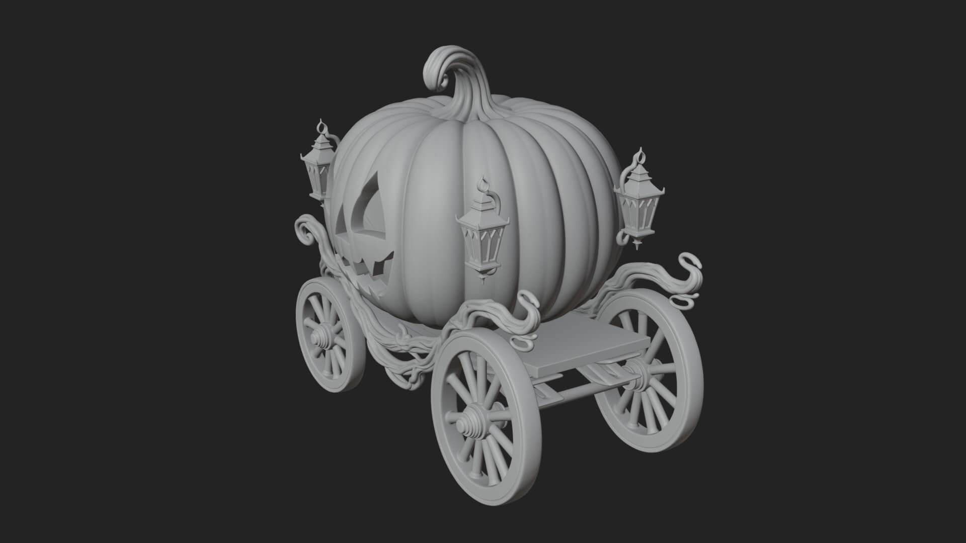 Pumpkin Halloween Carriage Model Design 4 3D Print Model 3D Model