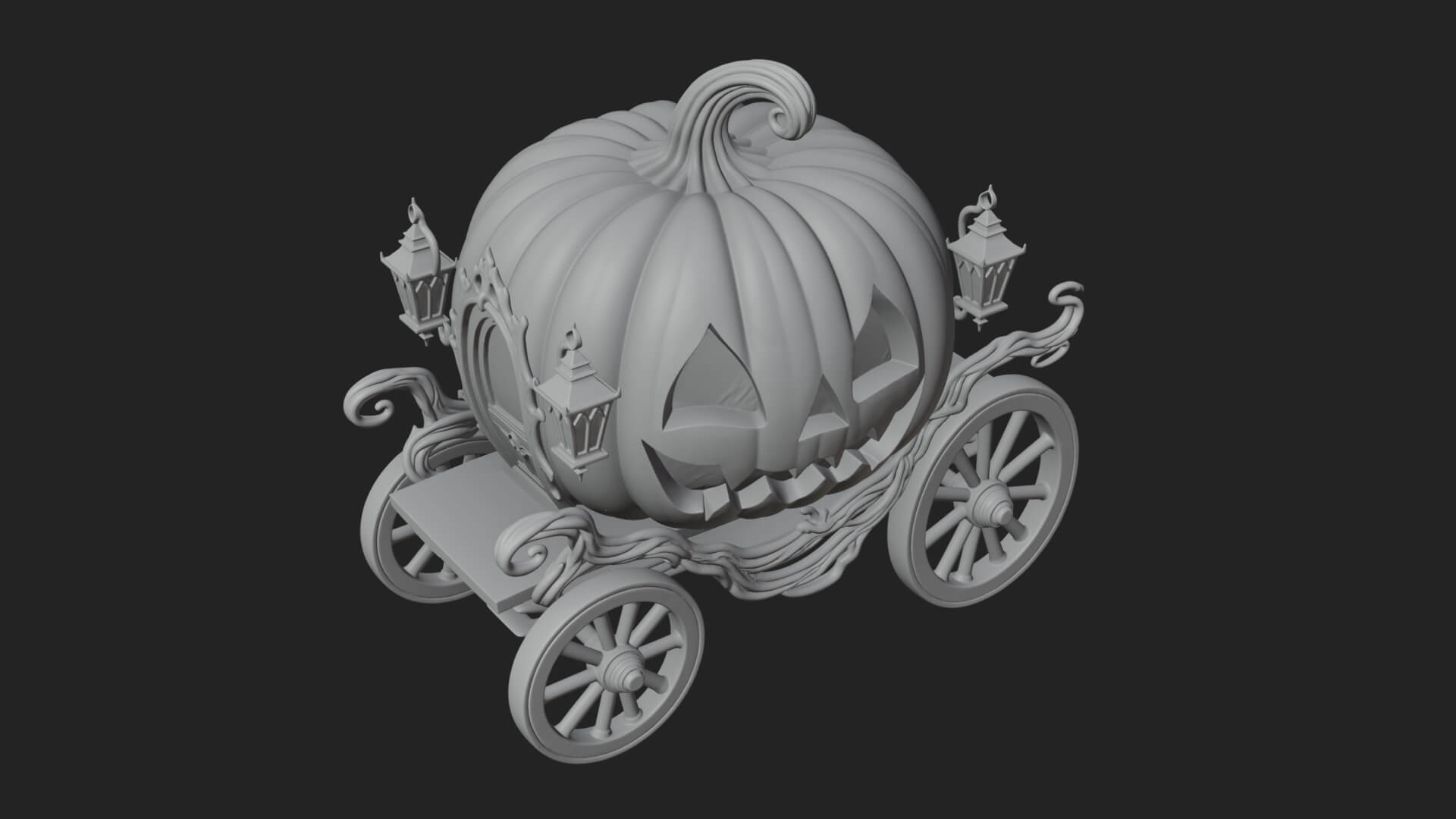 Pumpkin Halloween Carriage Model Design 4 3D Print Model 3D Model