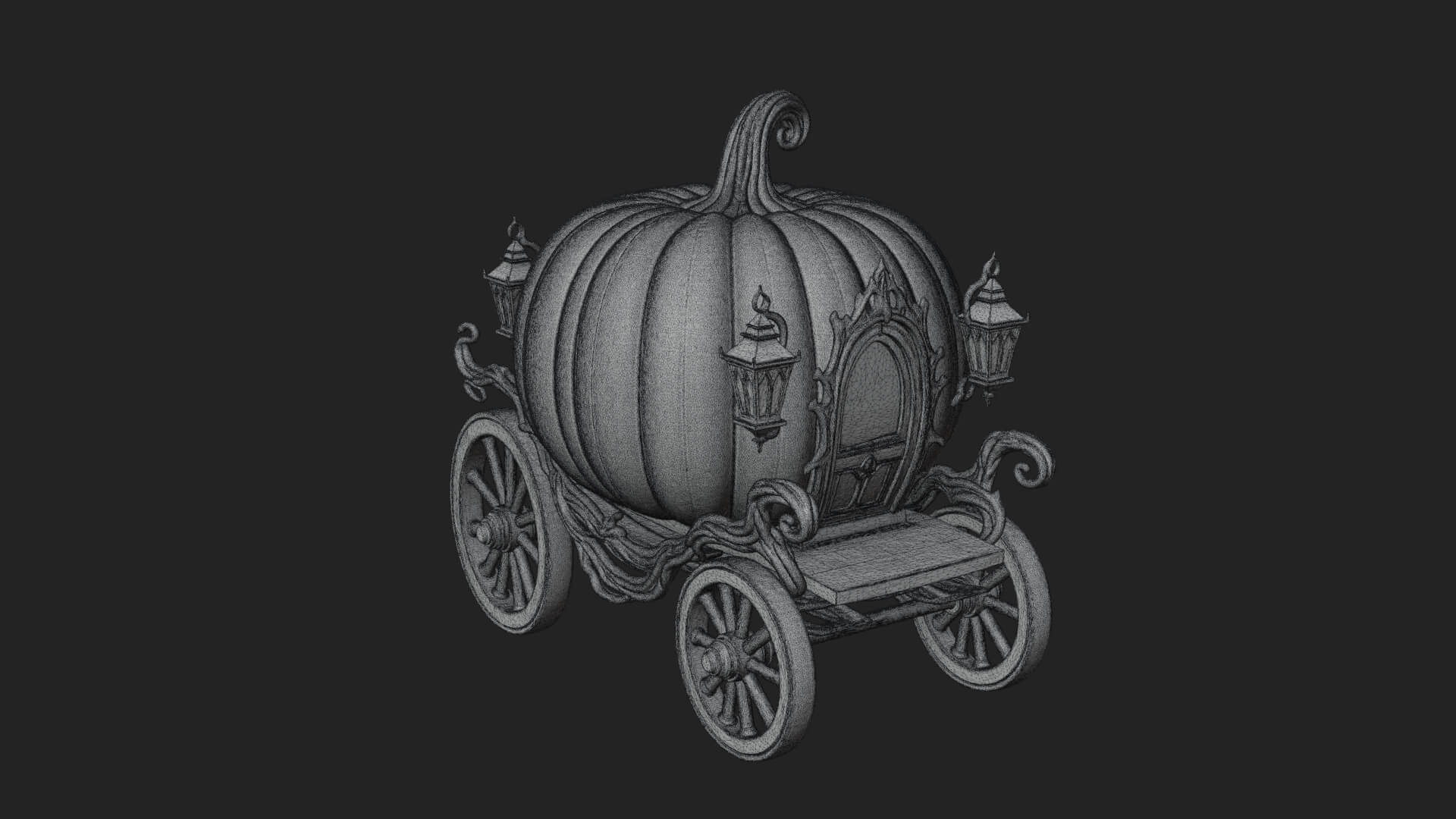 Pumpkin Halloween Carriage Model Design 4 3D Print Model 3D Model