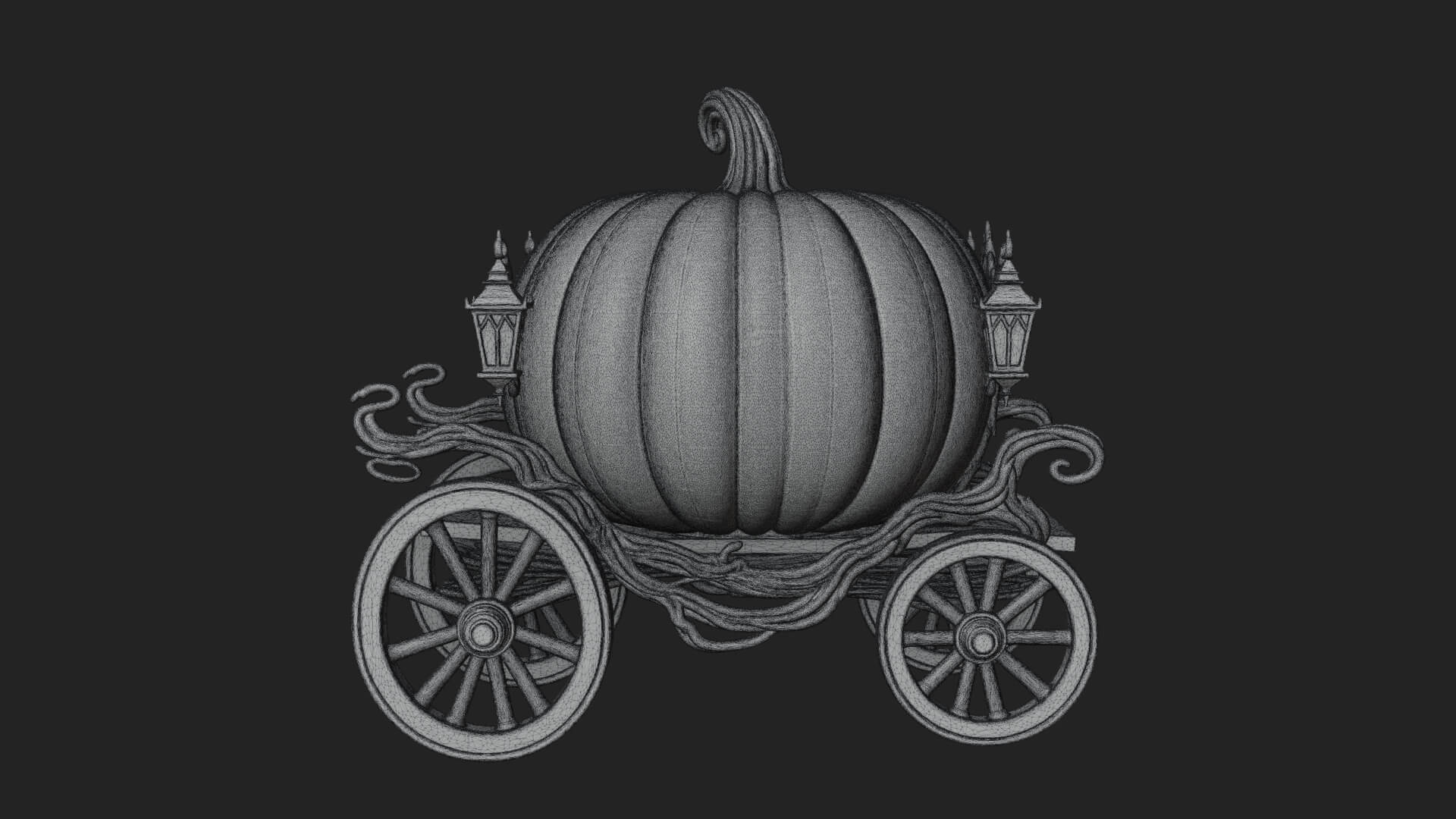 Pumpkin Halloween Carriage Model Design 4 3D Print Model 3D Model