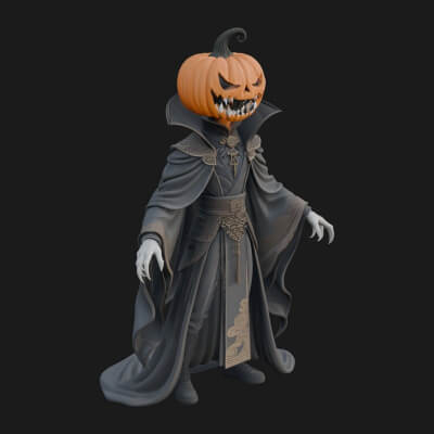 Pumpkin-Headed Lord Statue Design 2 3D Print Model