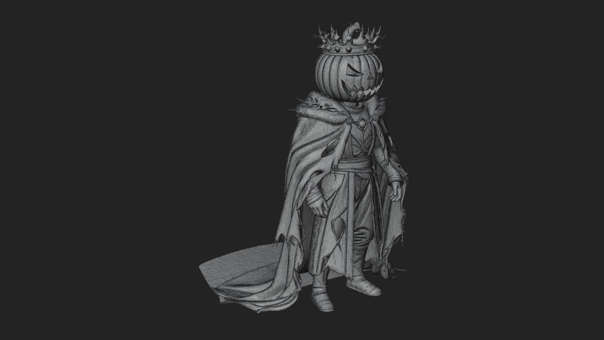 Pumpkin-Headed Lord Statue Design 3 3D Print Model 3D Model