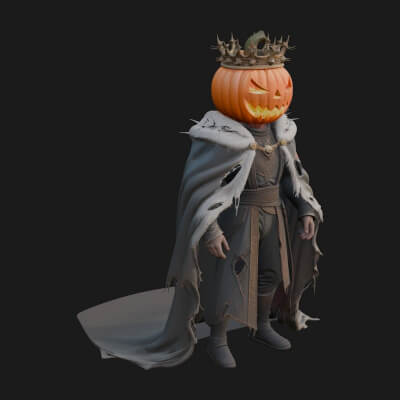 Pumpkin-Headed Lord Statue Design 3 3D Print Model