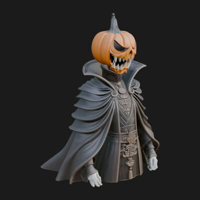Pumpkin-Headed Vampire Statue Design 2 3D Print Model
