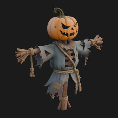 Pumpkin Scarecrow Statue Design 10 3d Print Model