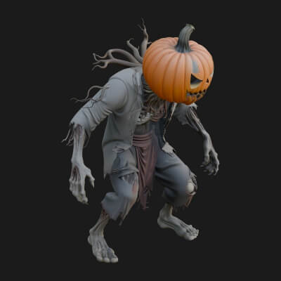 Pumpkin Scarecrow Statue Design 11 3D Print Model