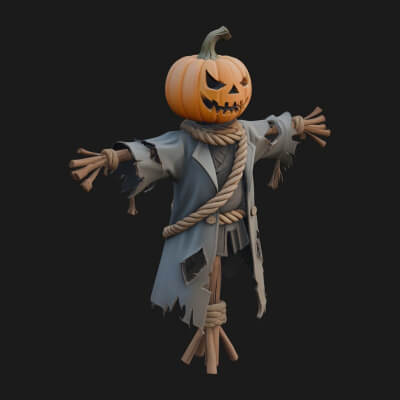 Pumpkin Scarecrow Statue Design 12 3D Print Model