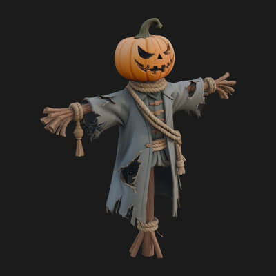 Pumpkin Scarecrow Statue Design 13 3D Print Model