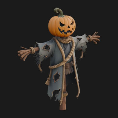 Pumpkin Scarecrow Statue Design 15 3D Print Model