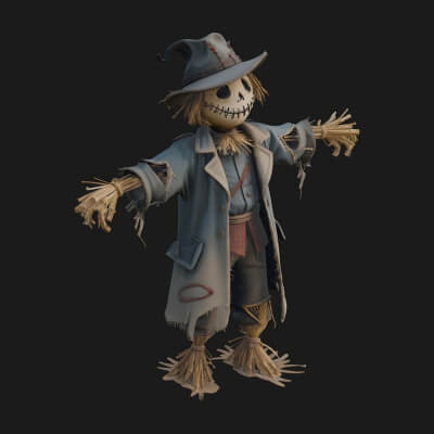 Pumpkin Scarecrow Statue Design 16 3D Print Model