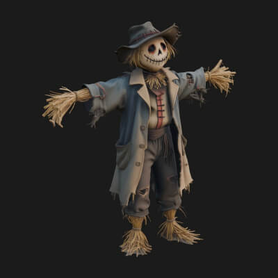 Pumpkin Scarecrow Statue Design 17 3D Print Model