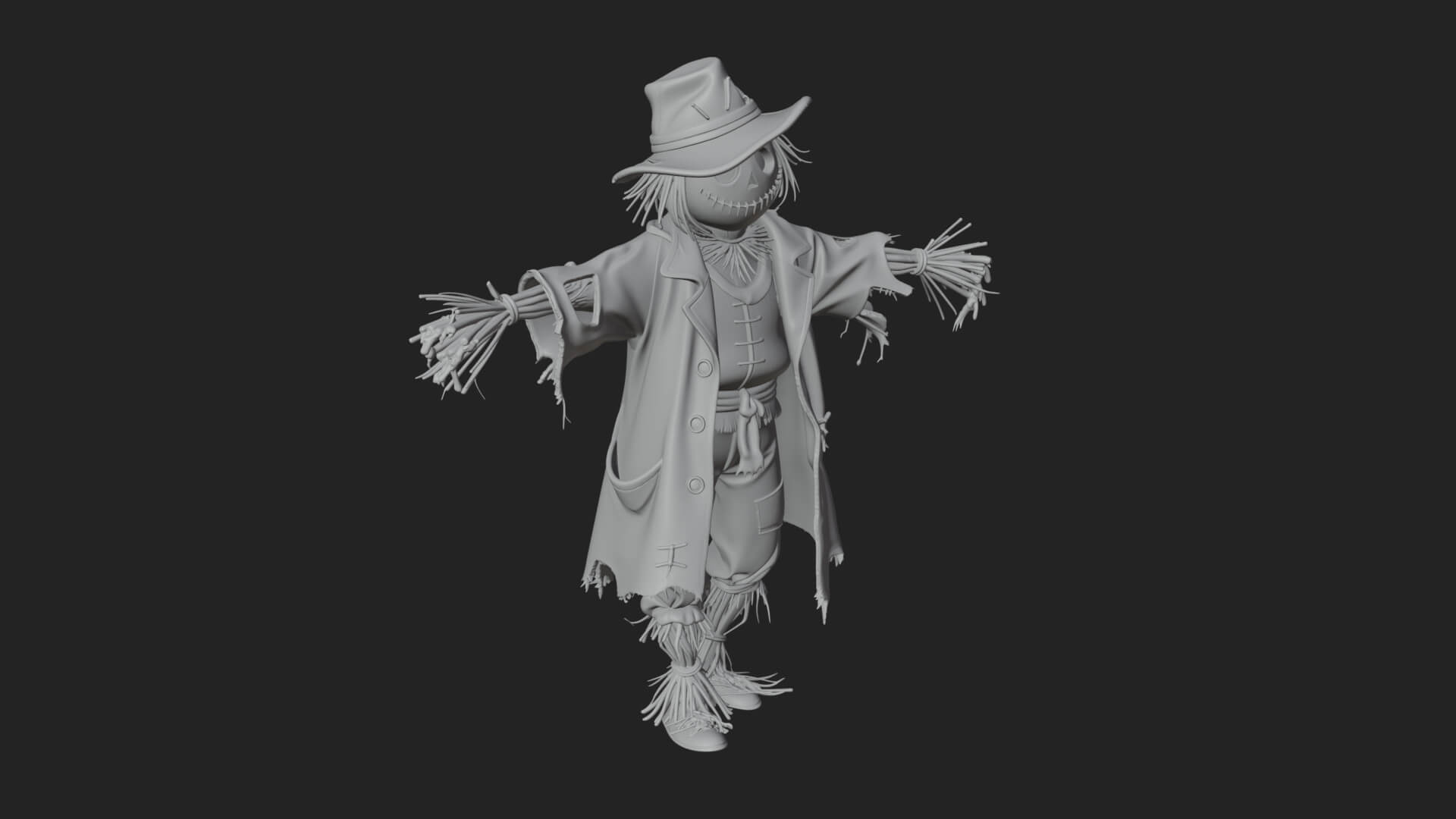 Pumpkin Scarecrow Statue Design 19 3D Print Model 3D Model